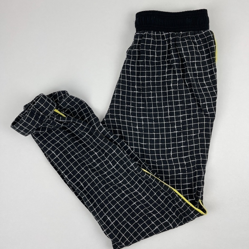 Rewash Pants Womens Small Black White Plaid Yellow Trim